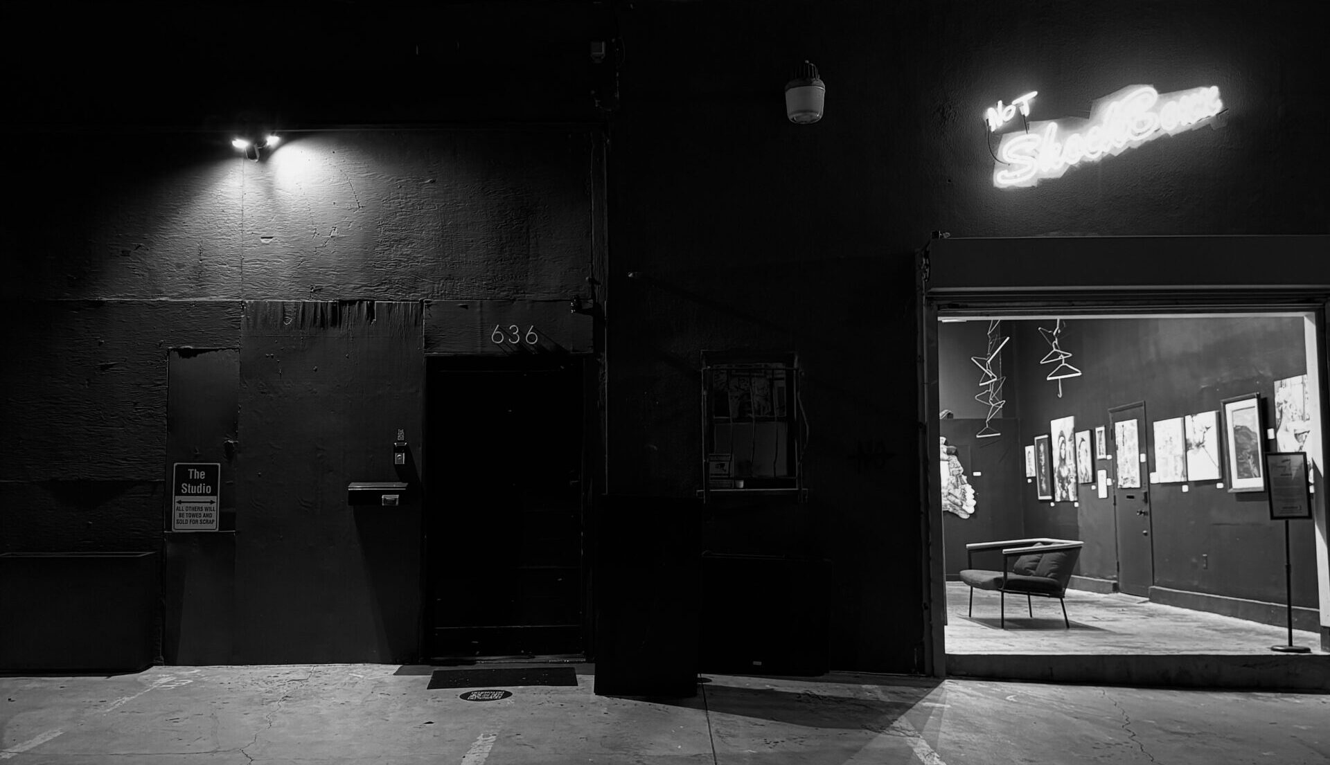 Photo of The Studio and Not Shockboxx late at night from outside