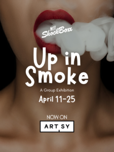 Woman's mouth blowing smoke