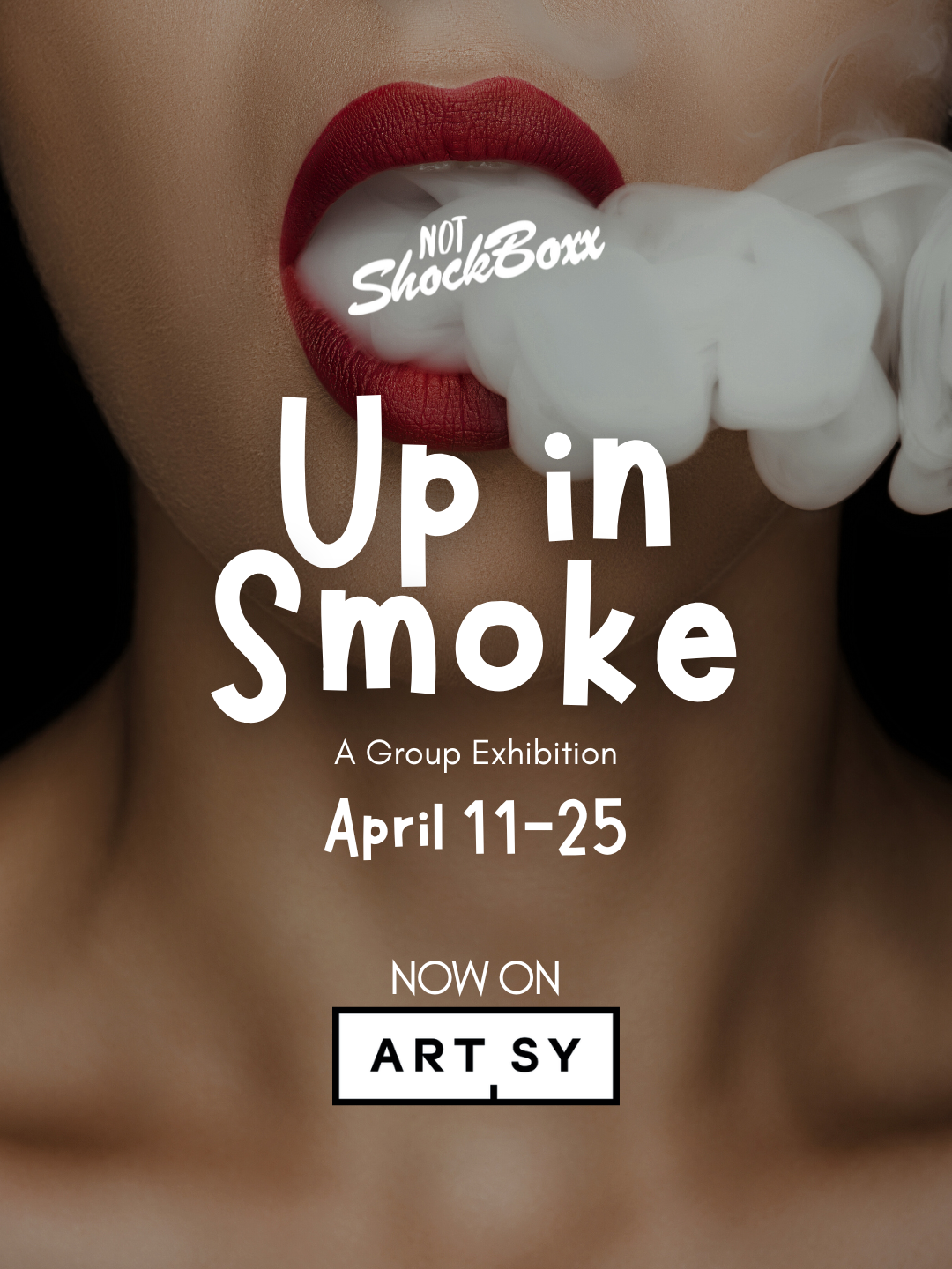 Woman's mouth blowing smoke